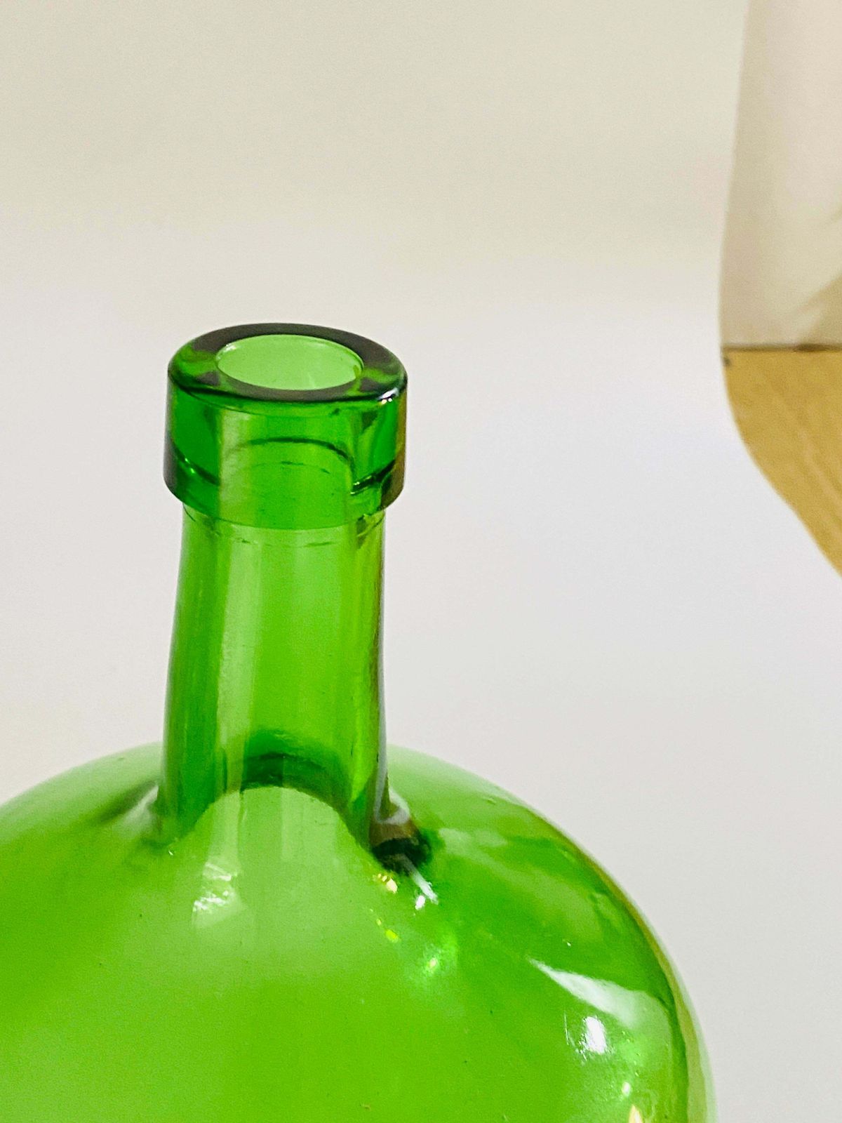 Antique French Set Of Two Glass Bottles Green Colour From France Circa 1950 photo vinterior