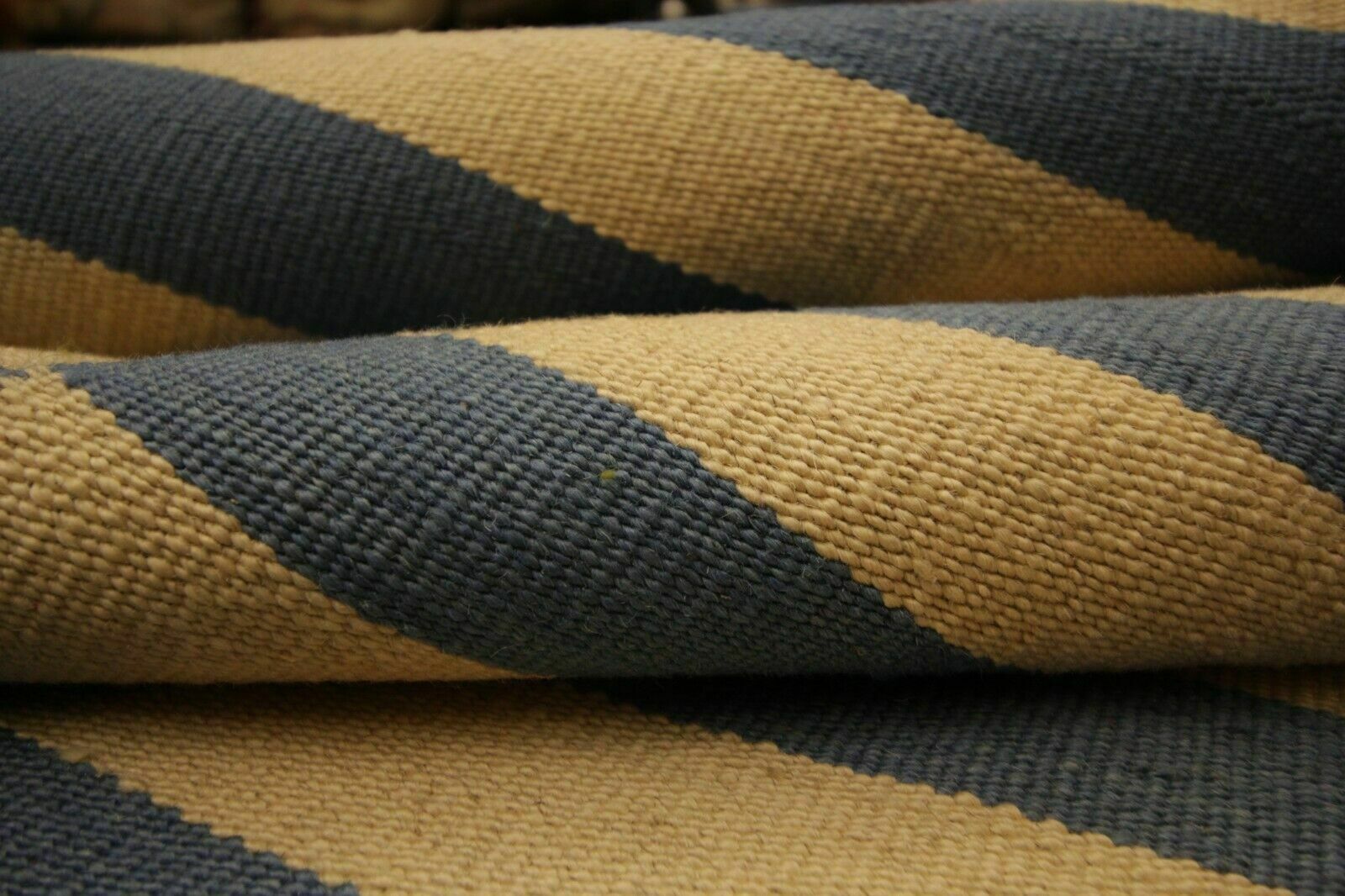 Blue Striped Kilim Rug Wool Area Rug, Modern Scandinavian Kilims 198x295cm photo Textiles