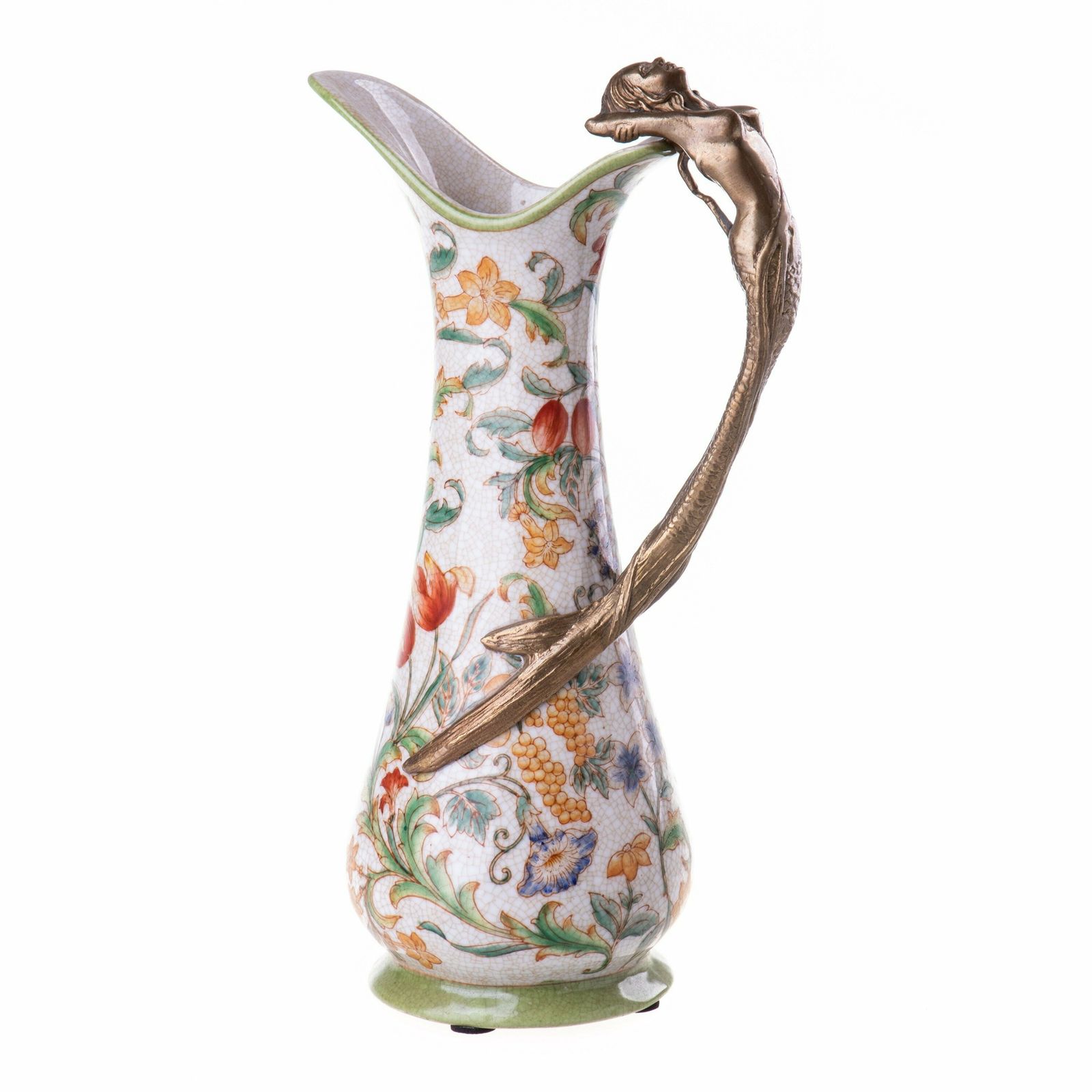 Decorated Decanter With A Porcelain And Bronze Mermaid Art Nouveau Style photo furniture