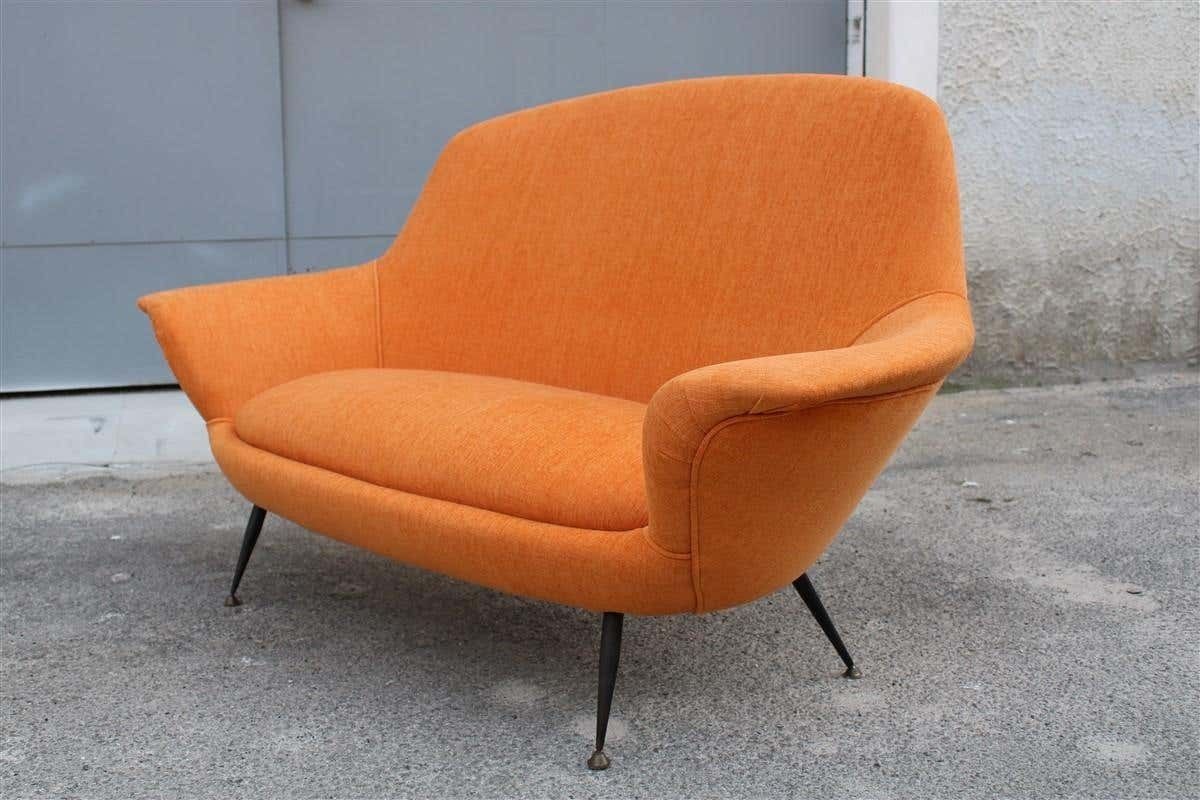 photo buy Midcentury Itmidcentury Italian Orange Velvet Sofa Augusto Bozzi For Saporiti Attributedalian Orange Velvet Sofa Augusto Bozzi For Saporiti Attributed