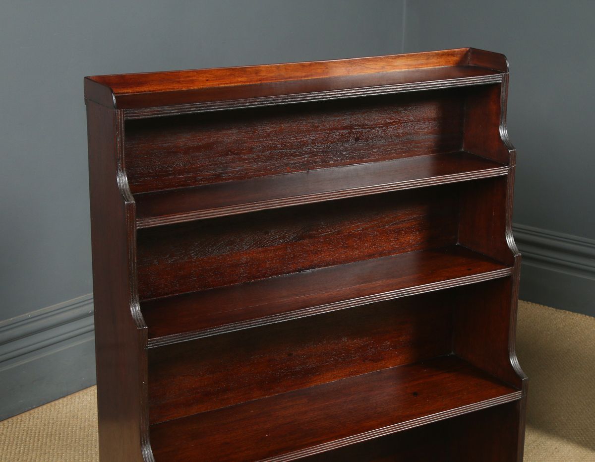 Anglo Indian Regency Style Teak Waterfall Pair Of Open Bookcases (Circa 1930) photo for sale