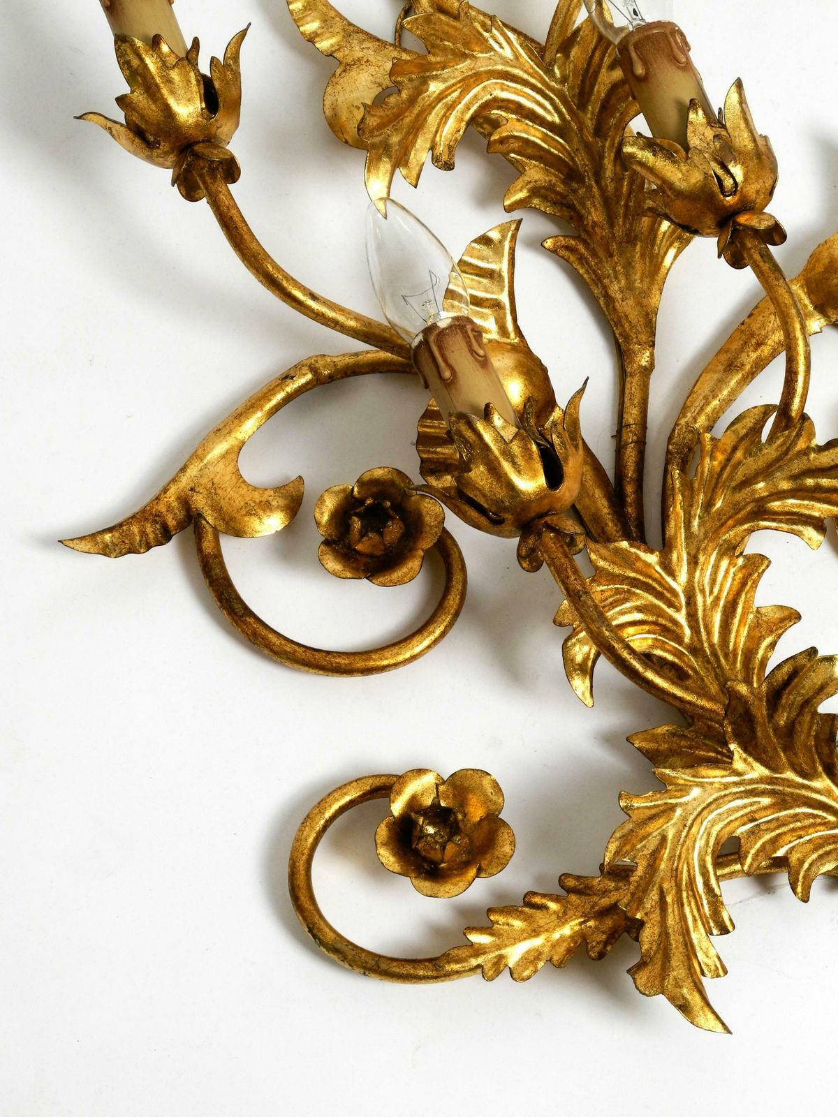 Beautiful Xl 1960s Italian Gold Plated Wall Lamp With Four Sockets photo Lighting