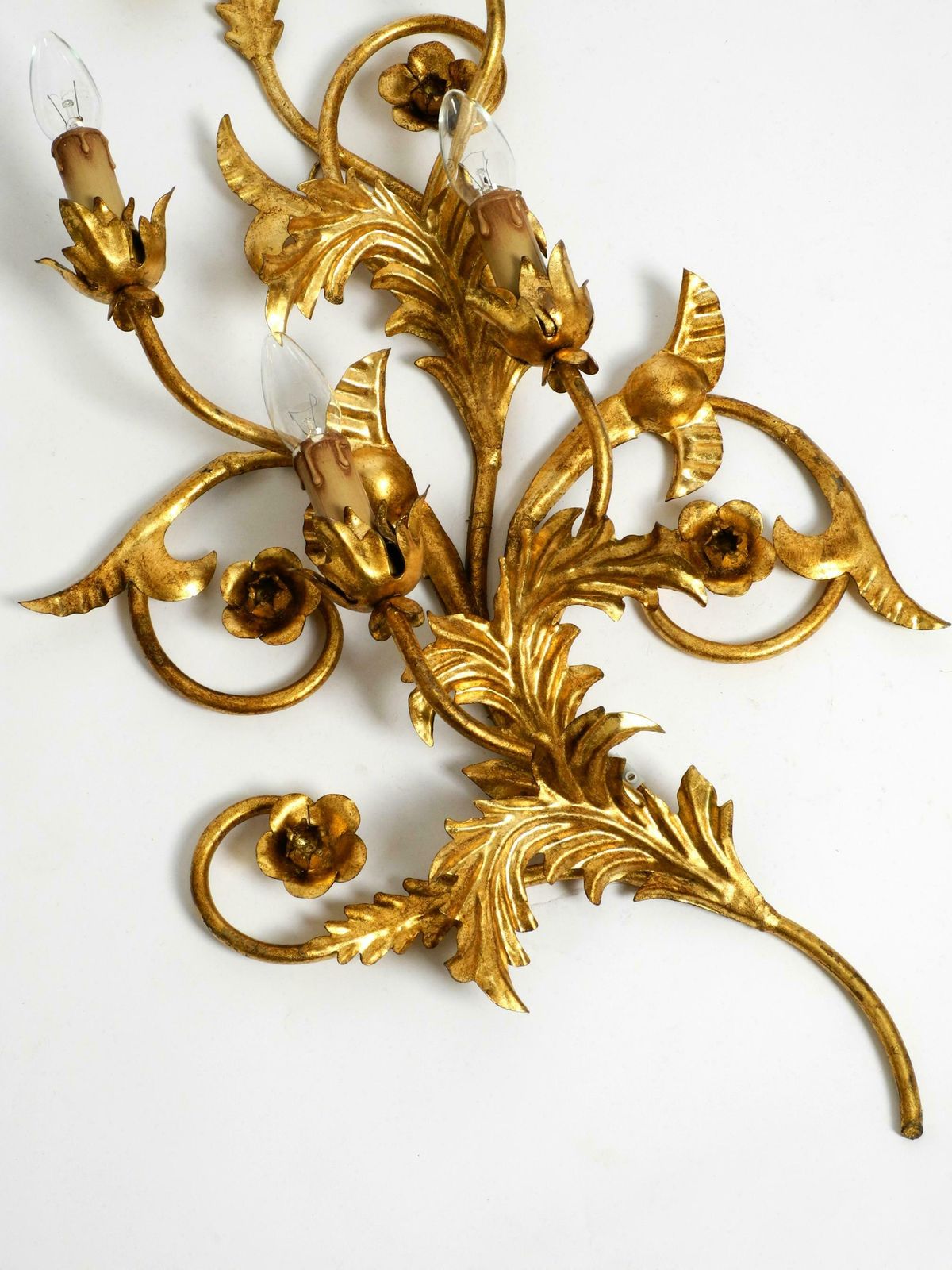 Beautiful Xl 1960s Italian Gold Plated Wall Lamp With Four Sockets photo 1027.0