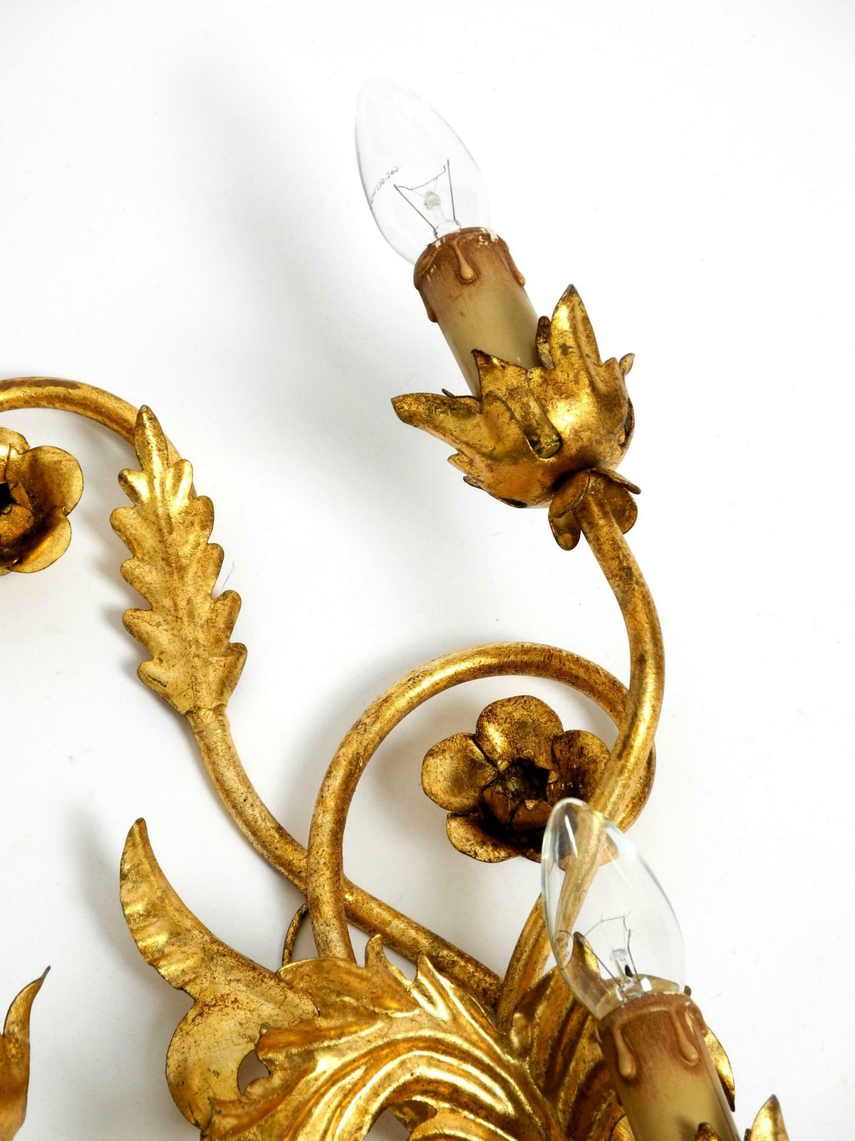 1027.0 Beautiful Xl 1960s Italian Gold Plated Wall Lamp With Four Sockets photo
