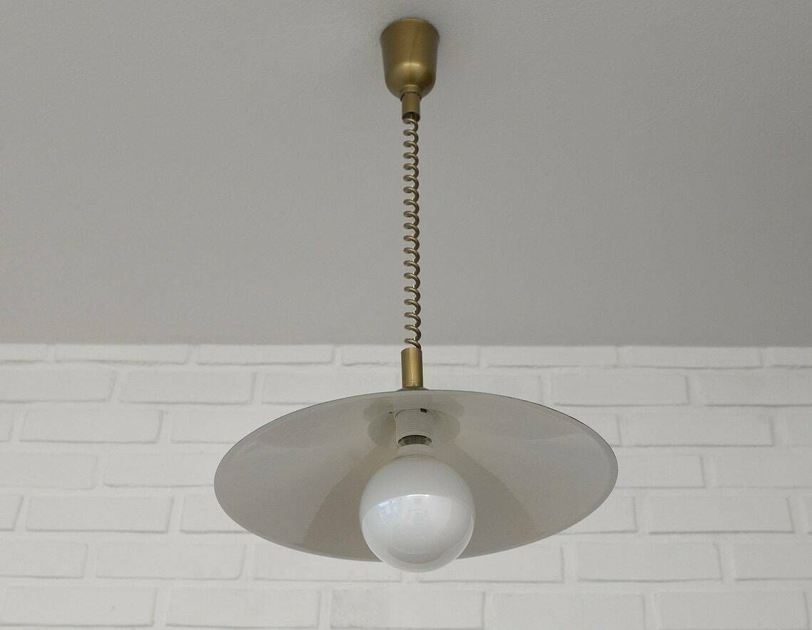 Vintage Trumpet  Black Pendant Lamp  Mcm Ceiling Light  Mid Century Modern  Industrial Kitchen Chandelier  Made In Yugoslavia 80's photo 168.0