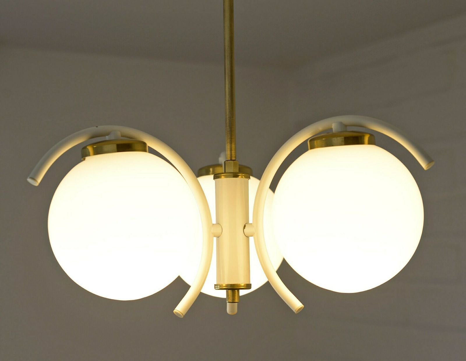 Small White Chandelier / Vintage Pendant Lamp / Space Age / Light Fixture 1970's photo furniture