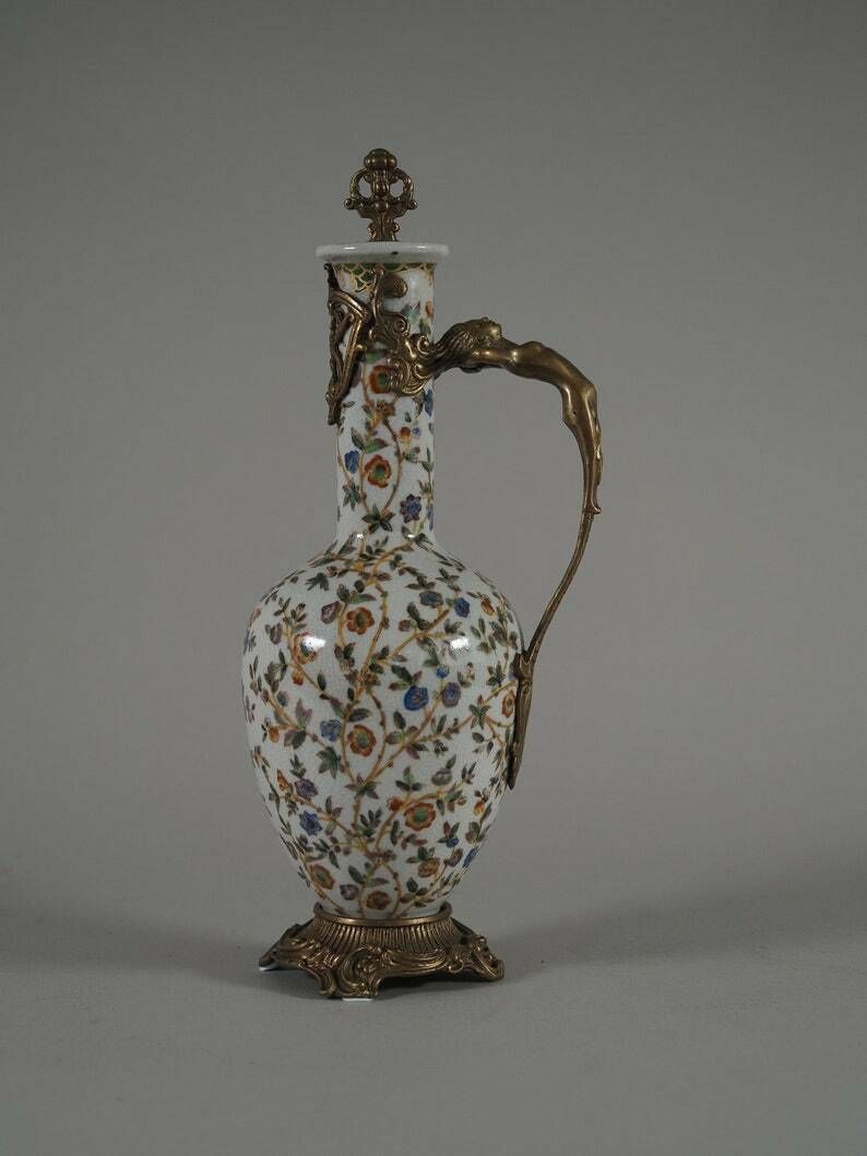 Porcelain With Bronze Art Nouveau Carafe , Gift, Home Deco