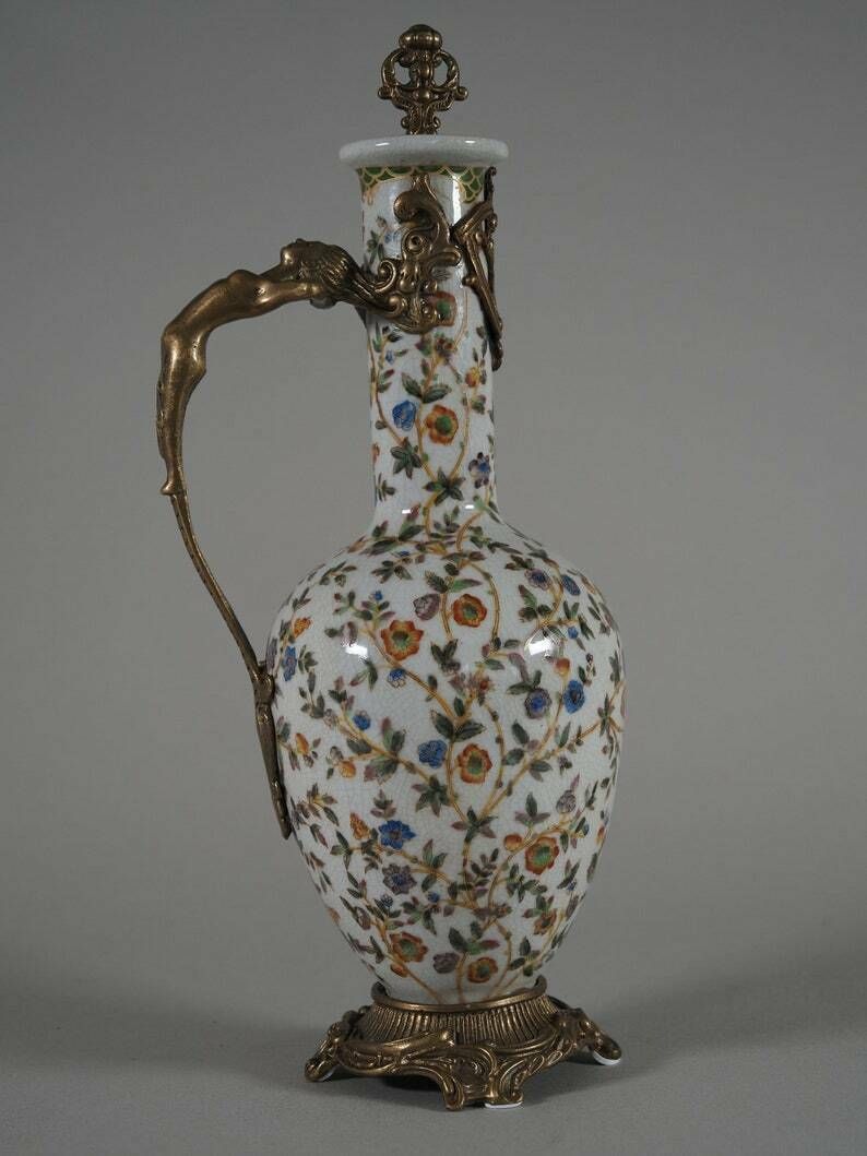 Porcelain With Bronze Art Nouveau Carafe , Gift, Home Deco photo furniture