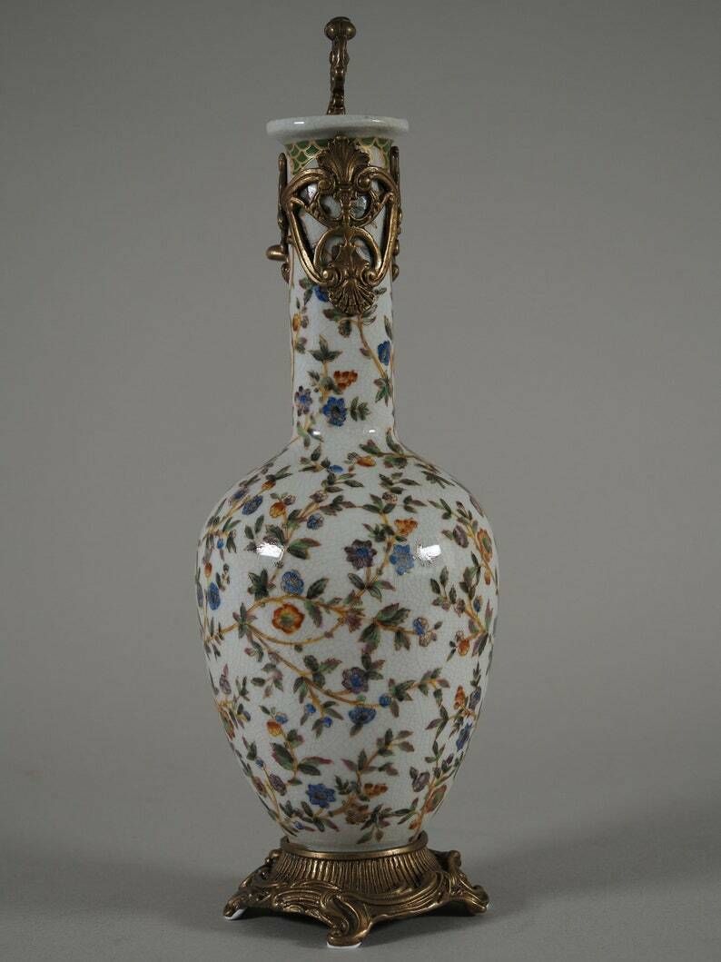 Porcelain With Bronze Art Nouveau Carafe , Gift, Home Deco photo for sale