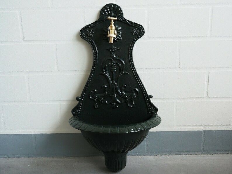 Antique Style Wall Fountain Cast Aluminum Sink Green Height 65 Cm photo for sale