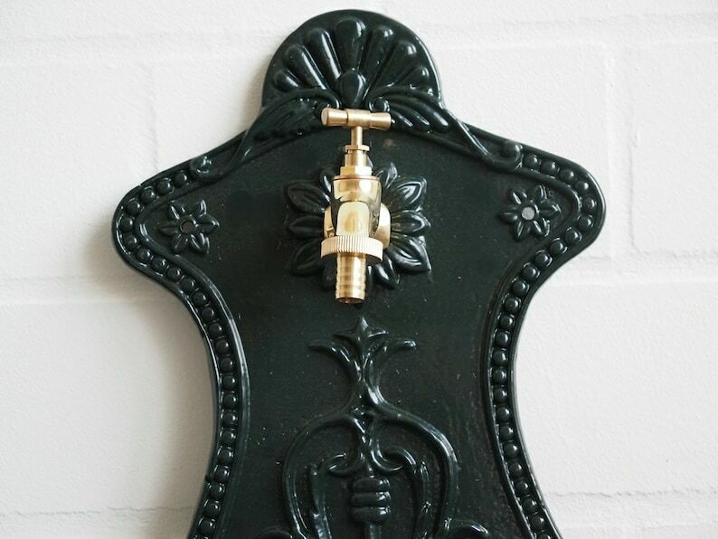 Antique Style Wall Fountain Cast Aluminum Sink Green Height 65 Cm photo Home Decor