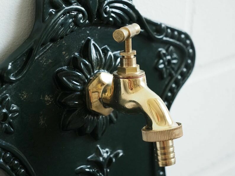 Antique Style Wall Fountain Cast Aluminum Sink Green Height 65 Cm photo vinterior