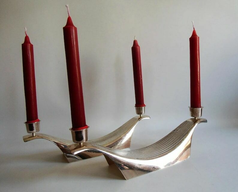 Very Rare Candlestick 60s Candlestick Brass Silver Plated 1961 Wilhelm, Designer Kurt Radtke Wilhelm Wagenfeld Bauhaus Home Decor photo furniture
