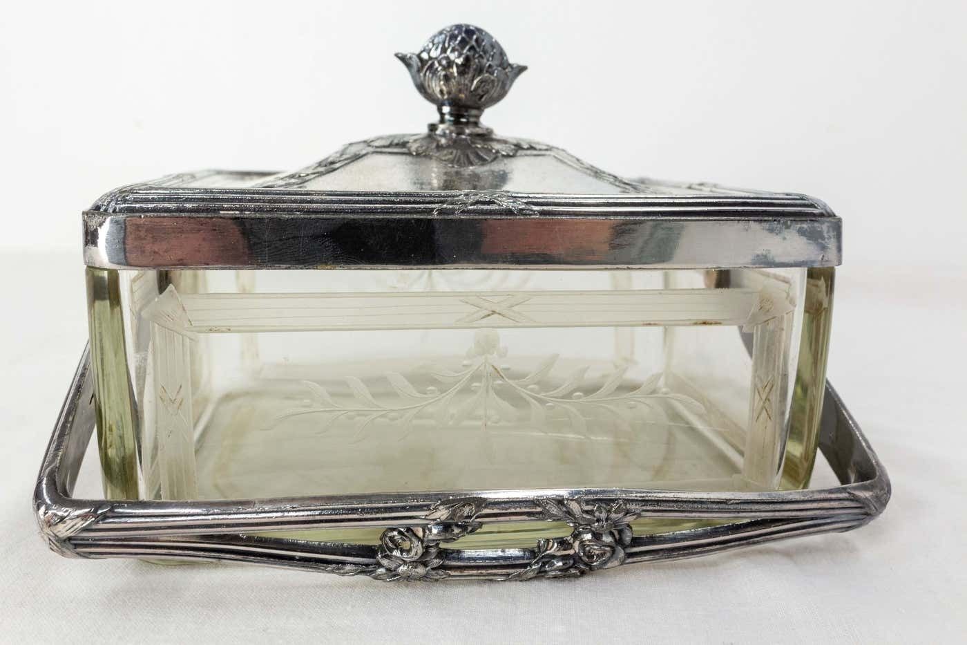 Elegant Glass And Metal Box From The Napoleon III Period photo vinterior