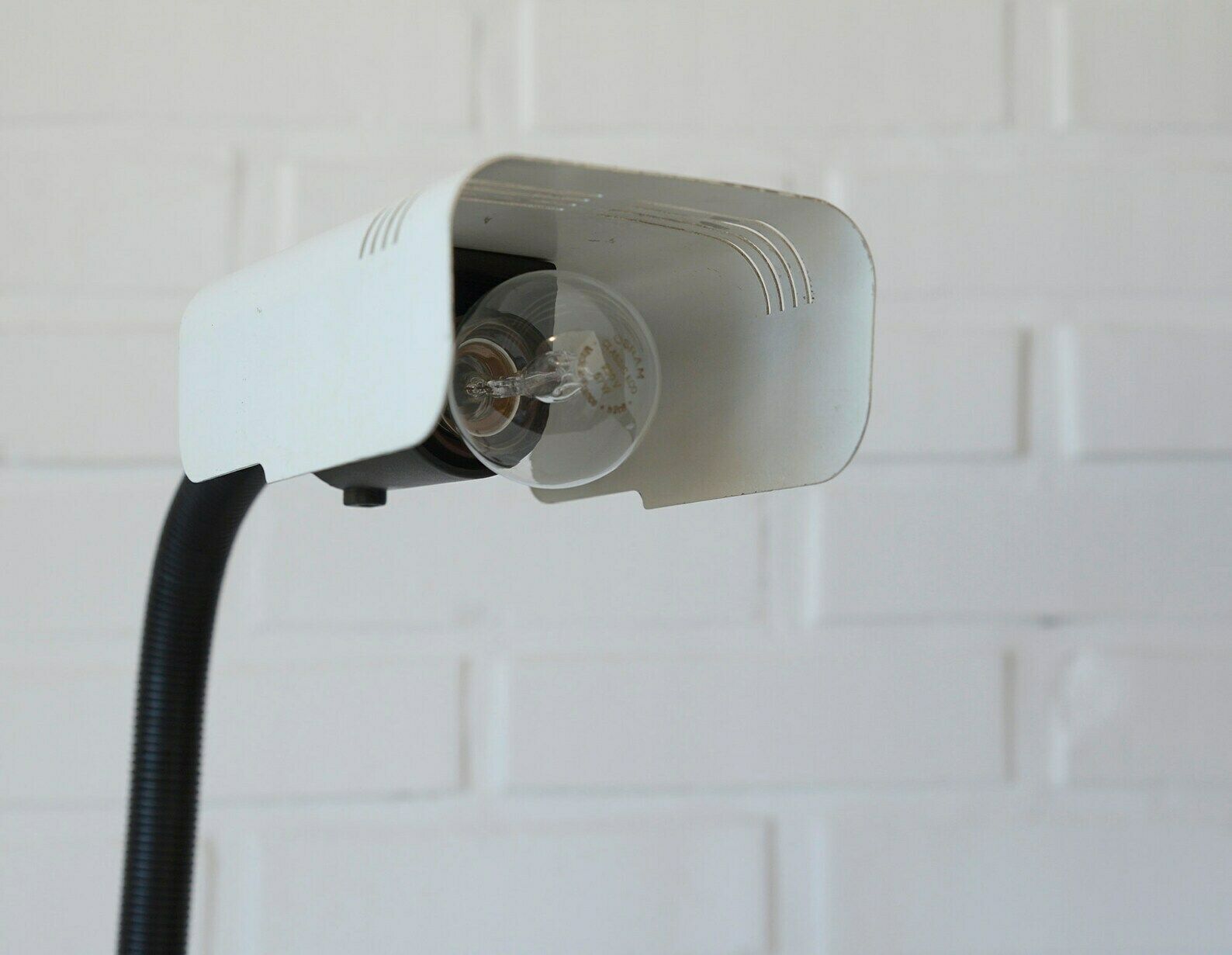 Vintage Black & White Desk Lamp / Gooseneck Table Light / Targetti Italy / Space Age From 80's photo 150.0