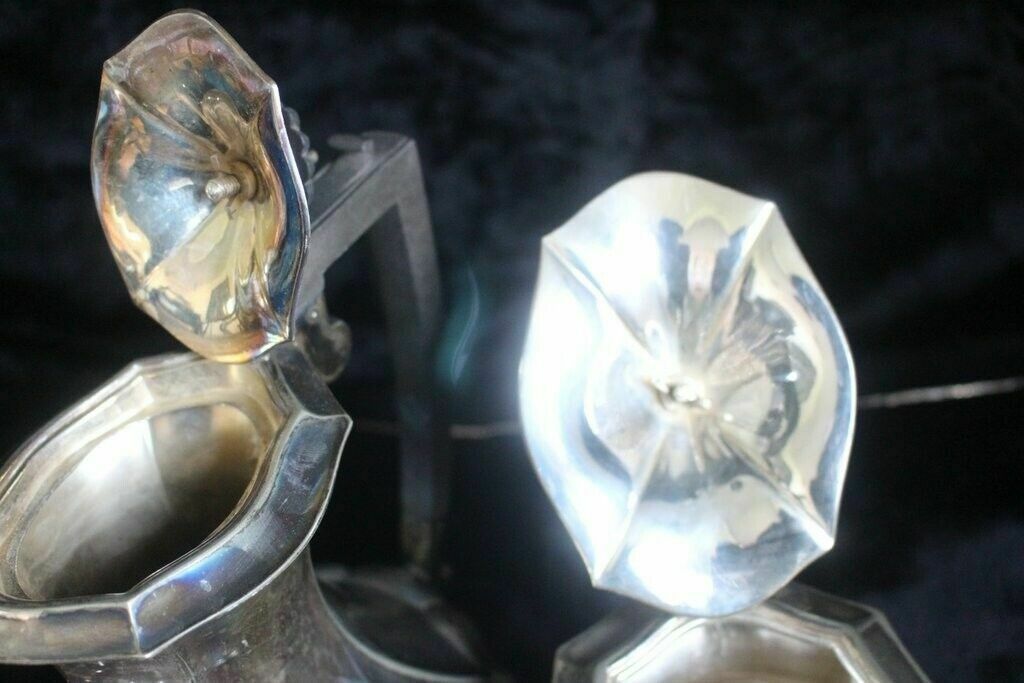 Set Of 3 Pieces Of Tea Coffee And Milk Silver Antique Serving Set photo buy
