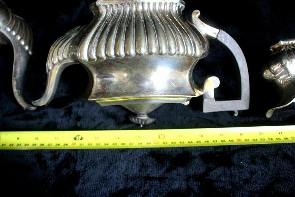 Home Decor Set Of 3 Pieces Of Tea Coffee And Milk Silver Antique Serving Set photo