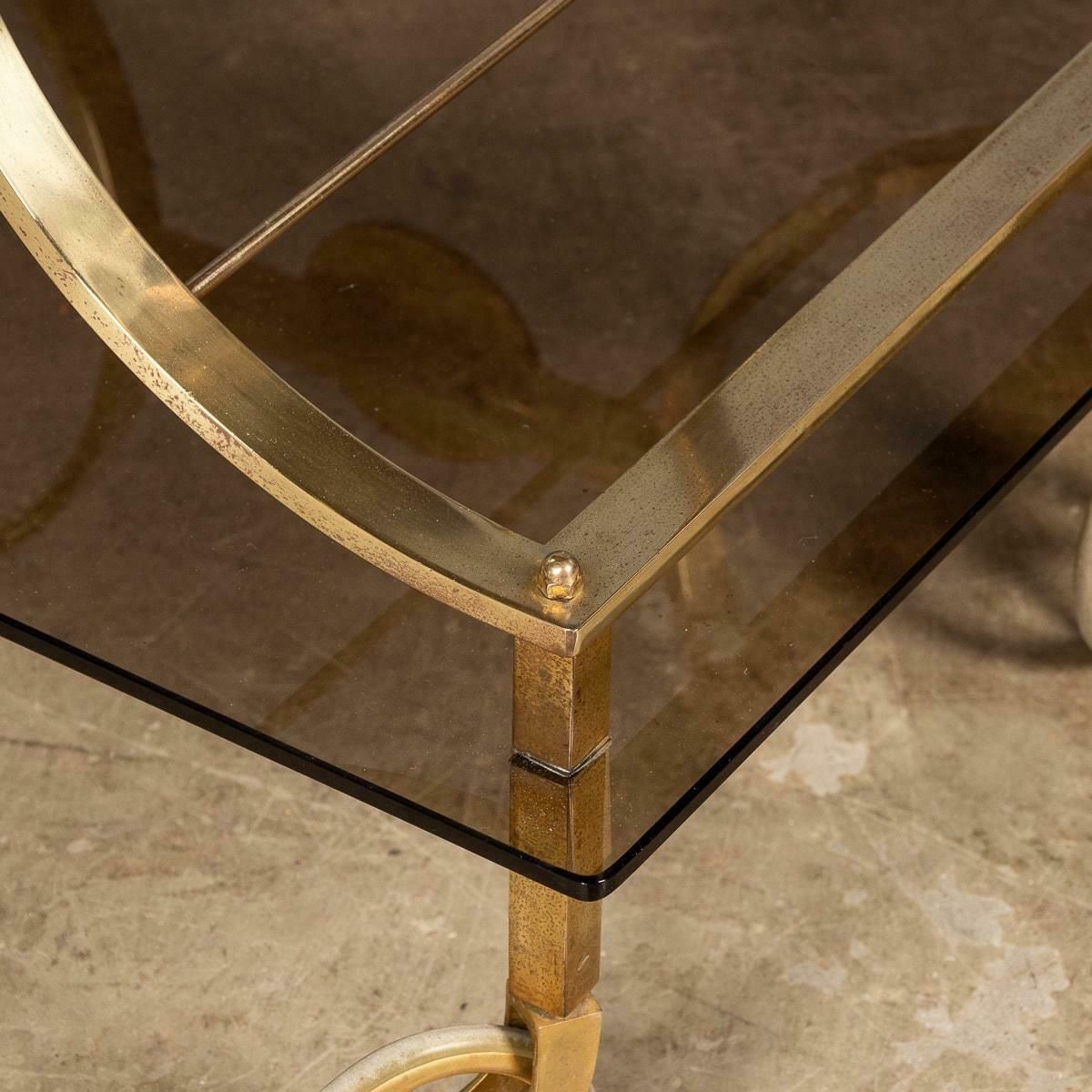photo for sale 20th Century French Three Tier Brass & Glass Bar Trolley By Maison Bagues
