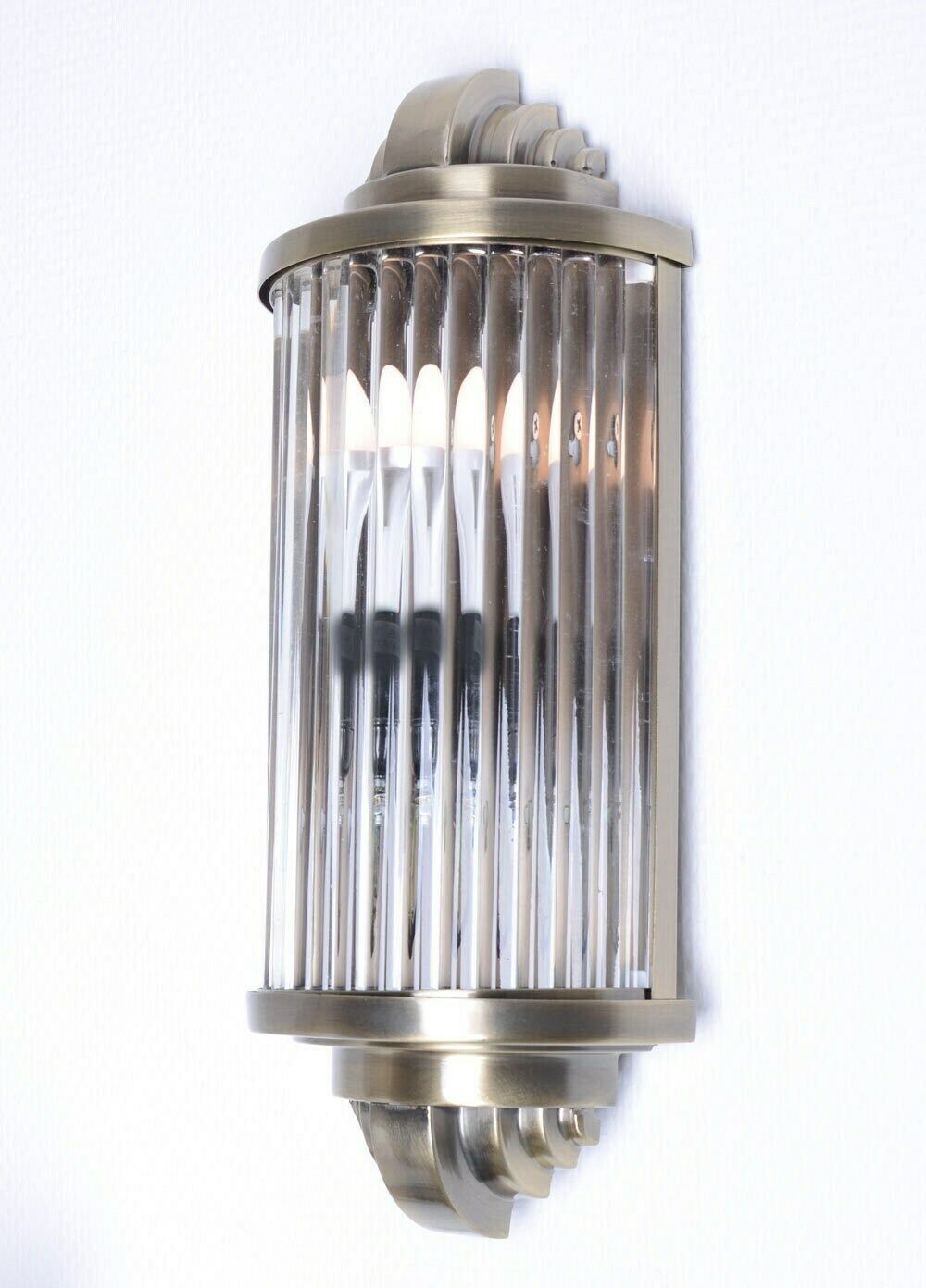 Vintage Wall Lamp With Classic Glass Rods, Petitot, Cinema Lamp, Mirror Lamp, Art Deco Sconce, Lamp For Stairwell photo Lighting
