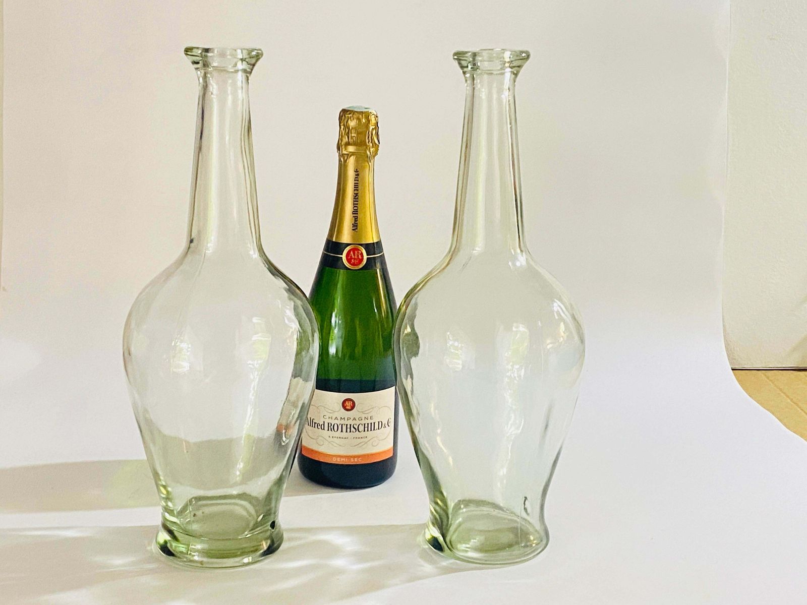 Decorative Vintage Transparen Glass Bottles In Glass, France Circa 1960 Set Of 2 photo vinterior