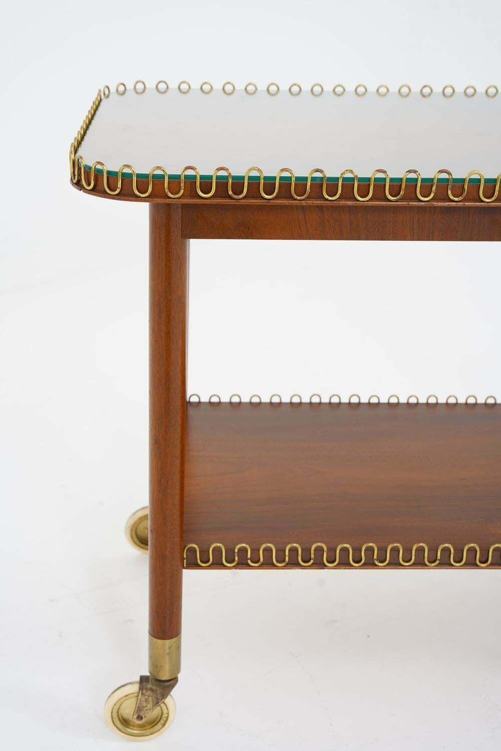 Swedish Modern Bar Cart In Mahogany And Brass photo Furniture