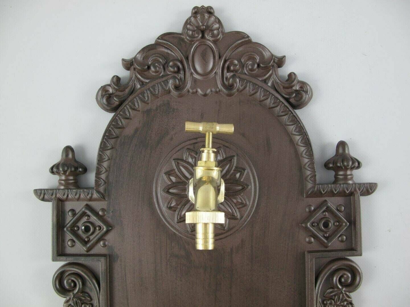 Antique Style Wall Fountain Cast Aluminum Sink Brown Height 76cm photo Garden Decor