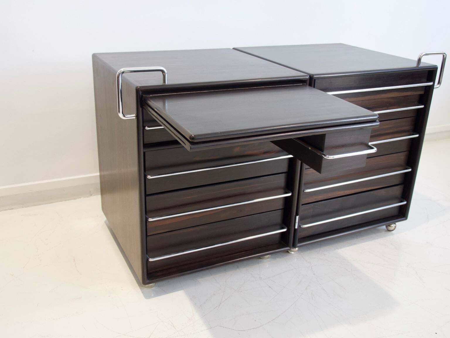 Fabio Lenci For Bernini Wood And Steel Chest Of Drawers photo for sale
