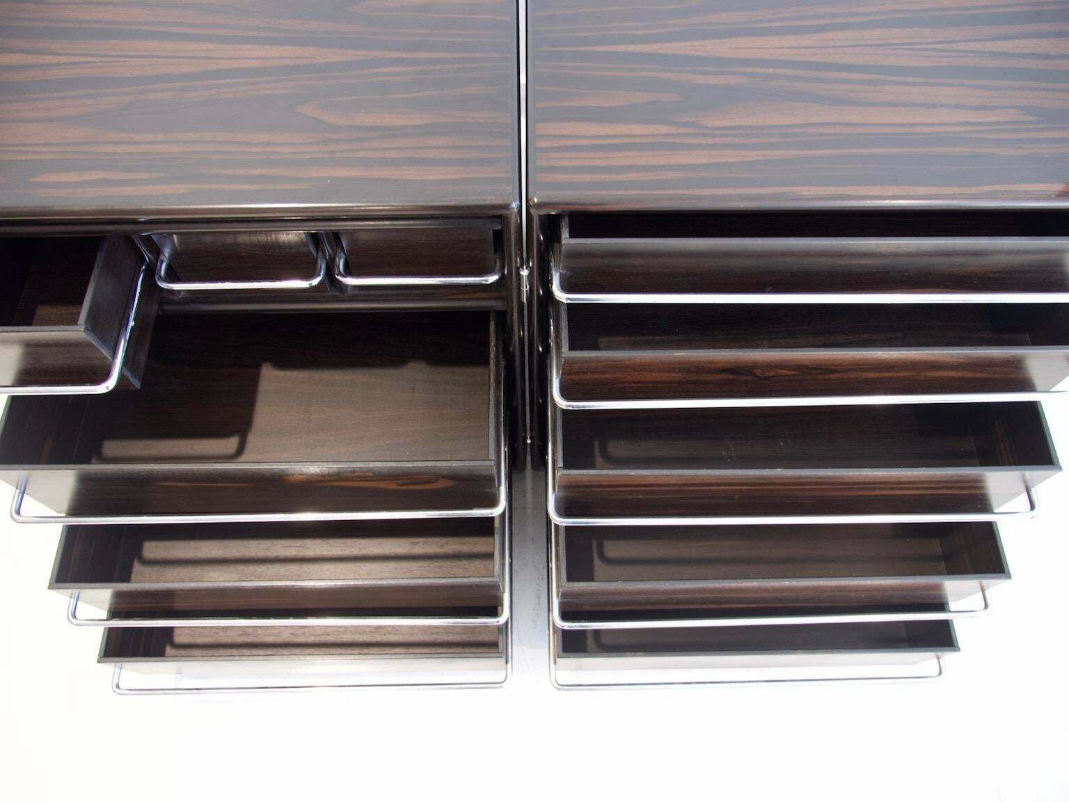 Fabio Lenci For Bernini Wood And Steel Chest Of Drawers photo vintage