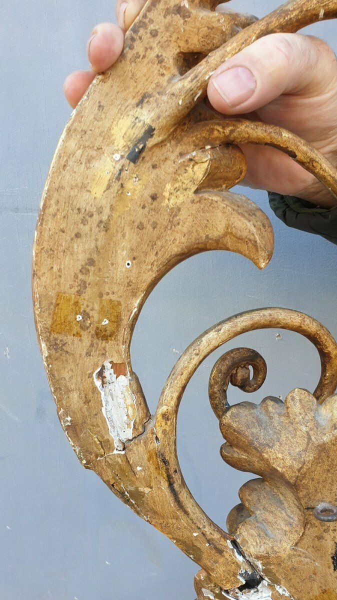 Home Decor Large Sconce In Carved Golden Wood, Tuscany Xixth Century photo