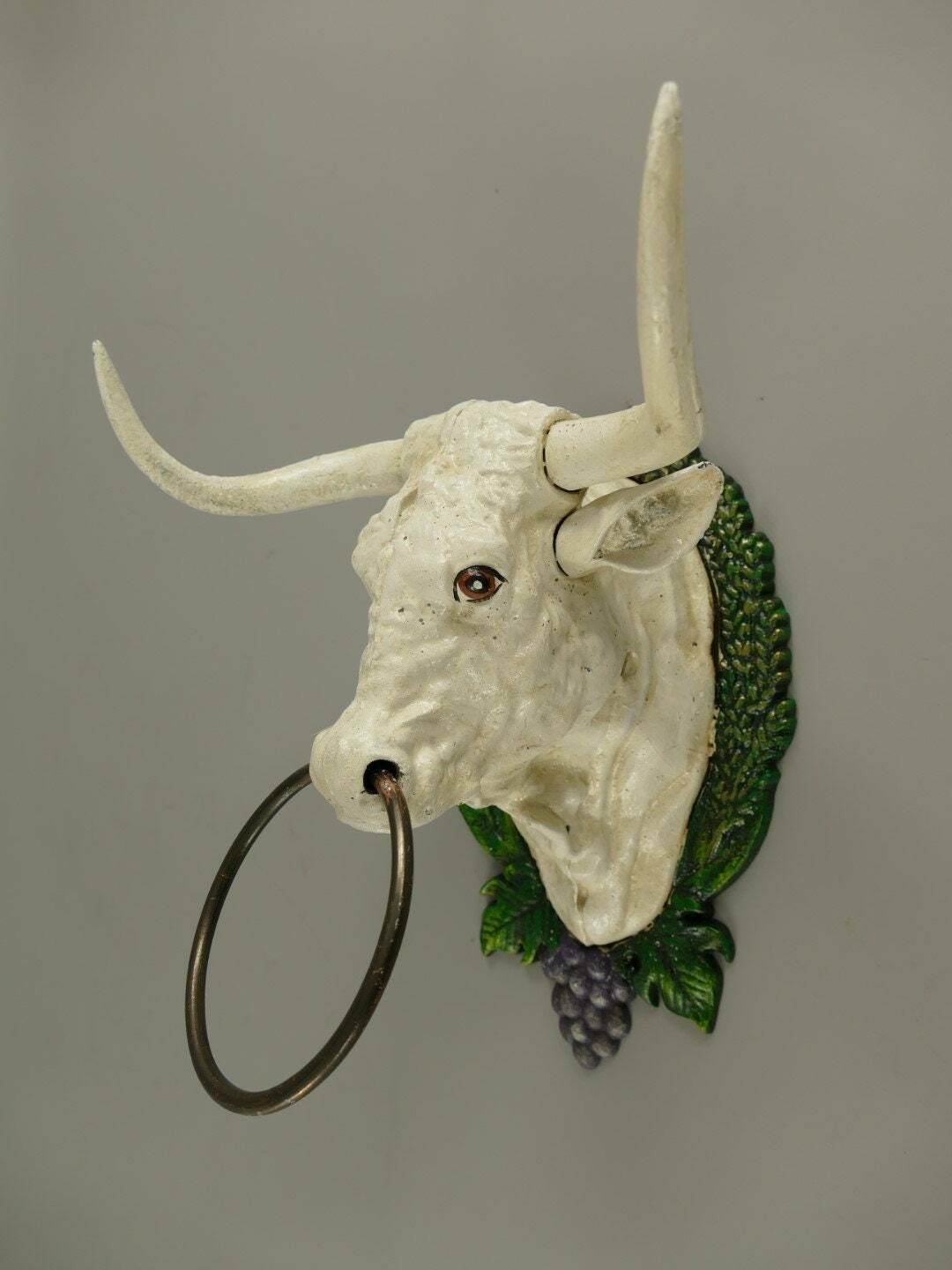 Antique Still Attractive Towel Hanger   Bull Head With A Ring. photo furniture