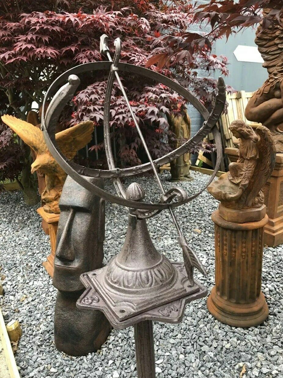 Sundial Garden Decoration Antique Style Zodiac Sundial H.120 Cm Cast Iron photo for sale
