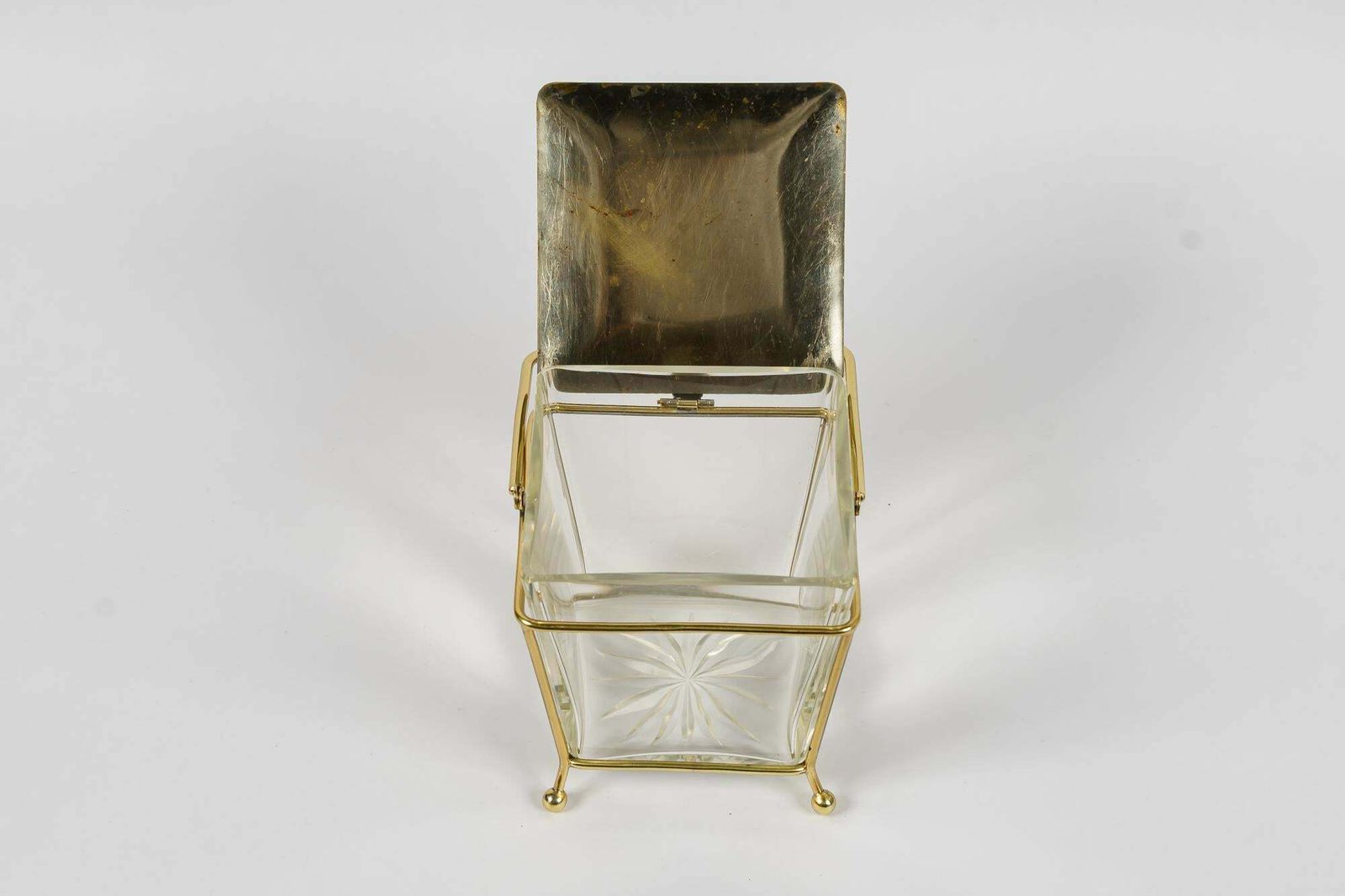 Art Deco Sugar Bowl With Original Glass And Brass Parts Vienna Around 1920s photo vintage