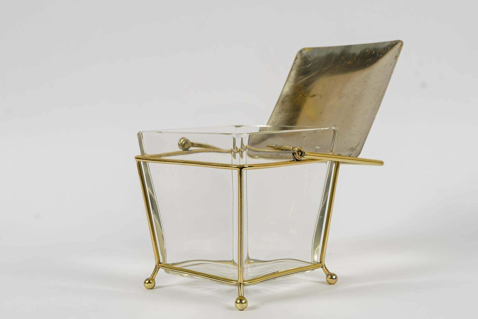photo for sale Art Deco Sugar Bowl With Original Glass And Brass Parts Vienna Around 1920s