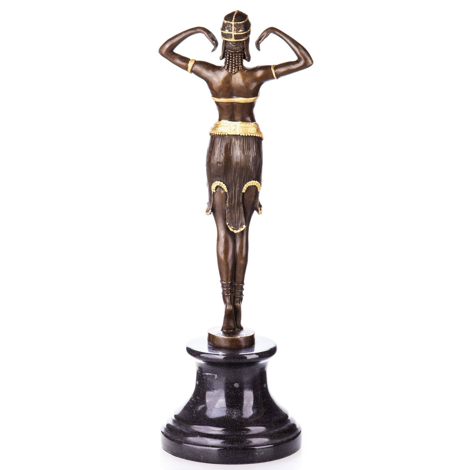 Dancer In Golden Costume, Art Deco Gilded Chiparus Style Figurine, Bronze Sculpture On Stone Base, Gift For Dancer, Home Decor, Decoration photo furniture