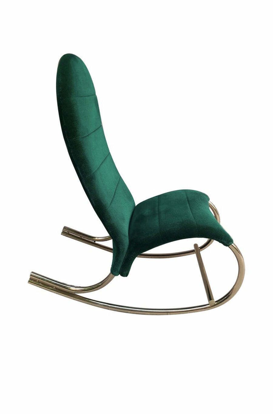 Rocking Armchair Velvet And Brass Top Vintage 1970  Design