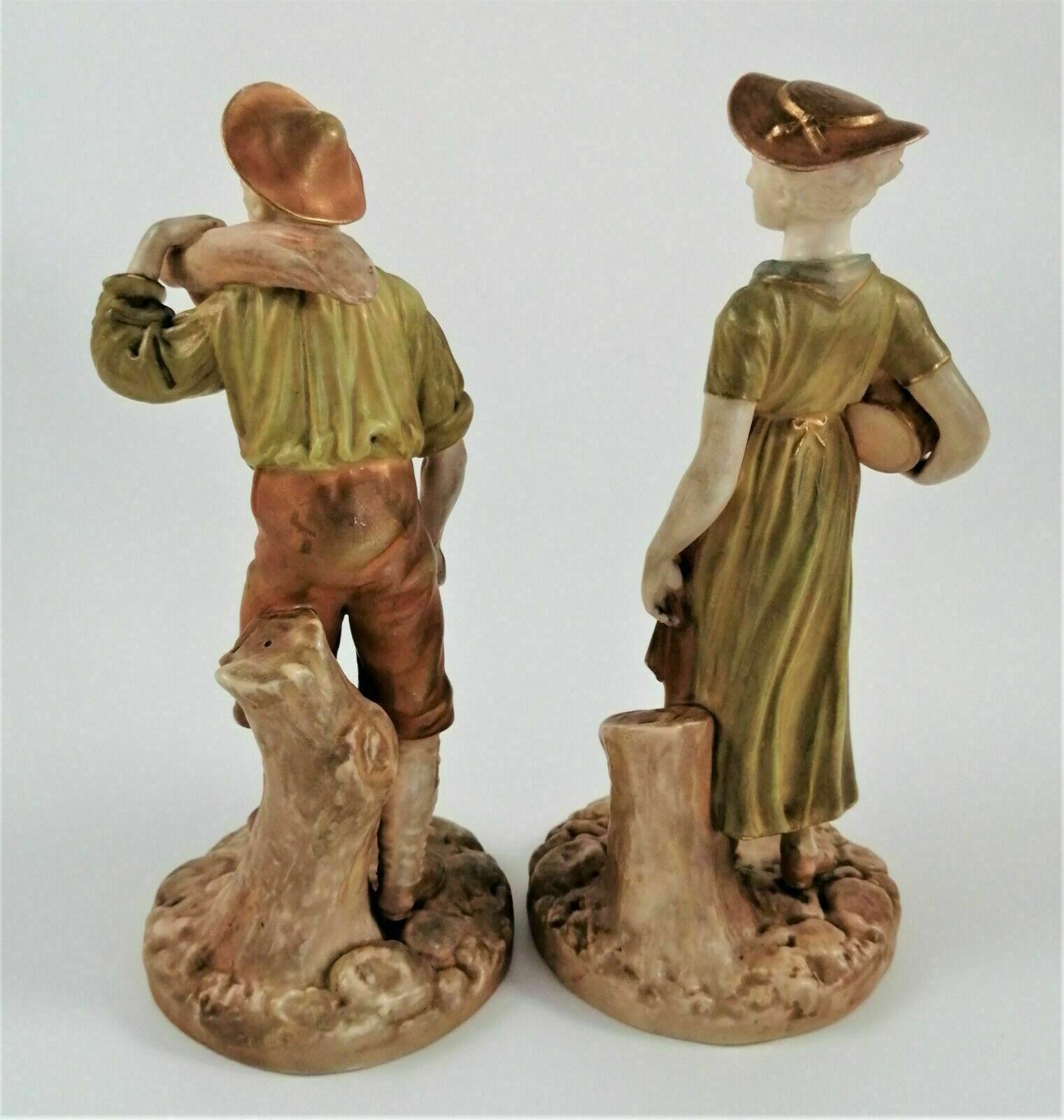 Antique Royal Worcester Figurines Of Woodsman And His Wife,James Hadley photo Home Decor