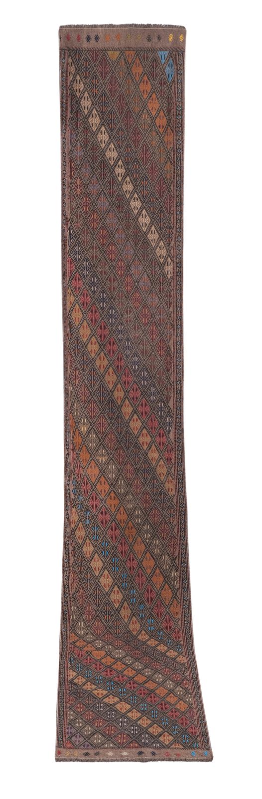 Mid Century Jajim Turkish Kilim Rug 2'2'' X 14'