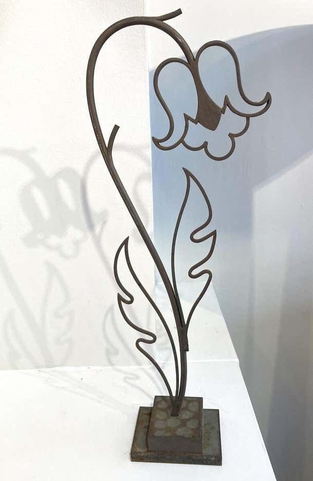 Mid Century Bronze Flower Sculpture Signed Michel Zadounaïsky France 1989 photo 759.0