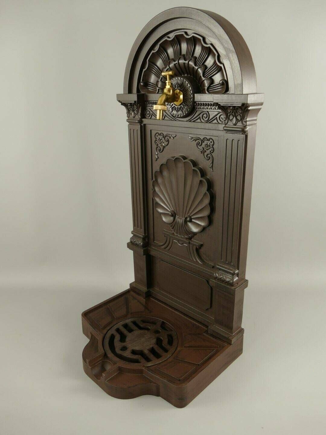Antique Style Wall Fountain Cast Aluminum Sink Brown Height 83cm photo furniture