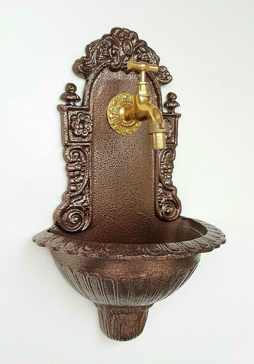 Antique Style Wall Fountain Cast Aluminum Sink Green Height 39 Cm photo furniture