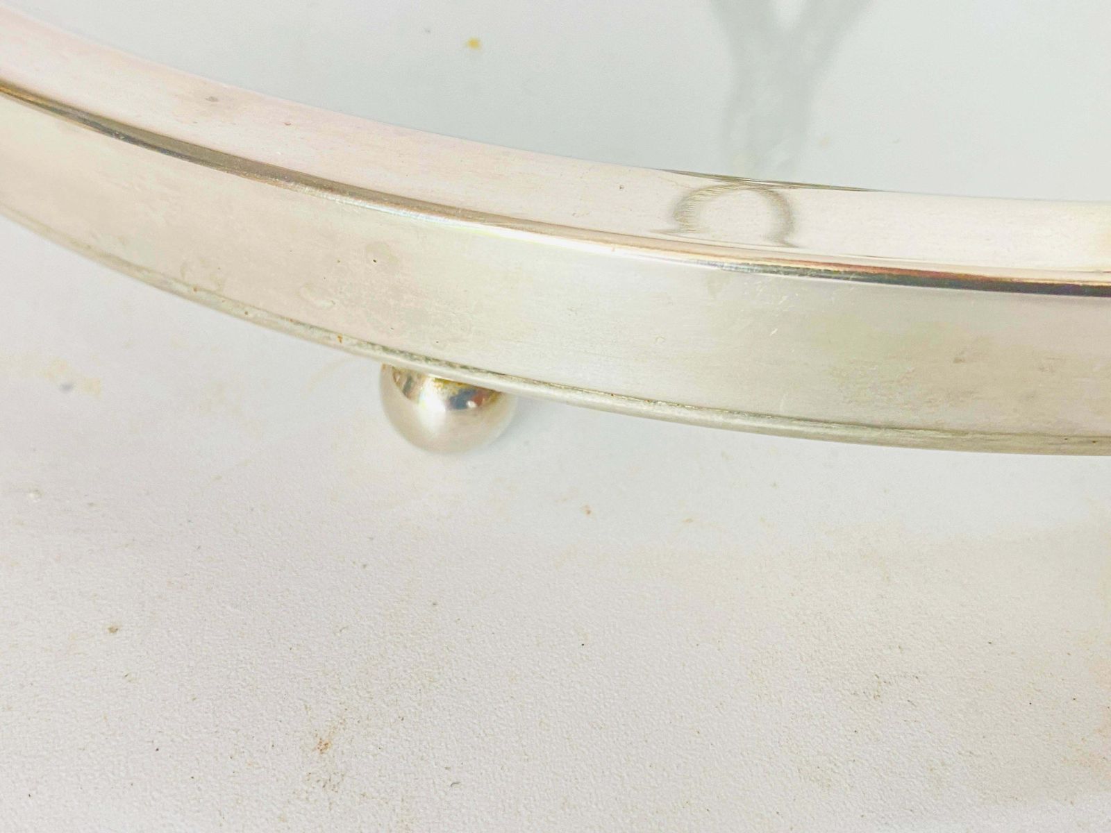 Cheese Tray In Metal And Glass, France XX Century Silver Colour photo for sale
