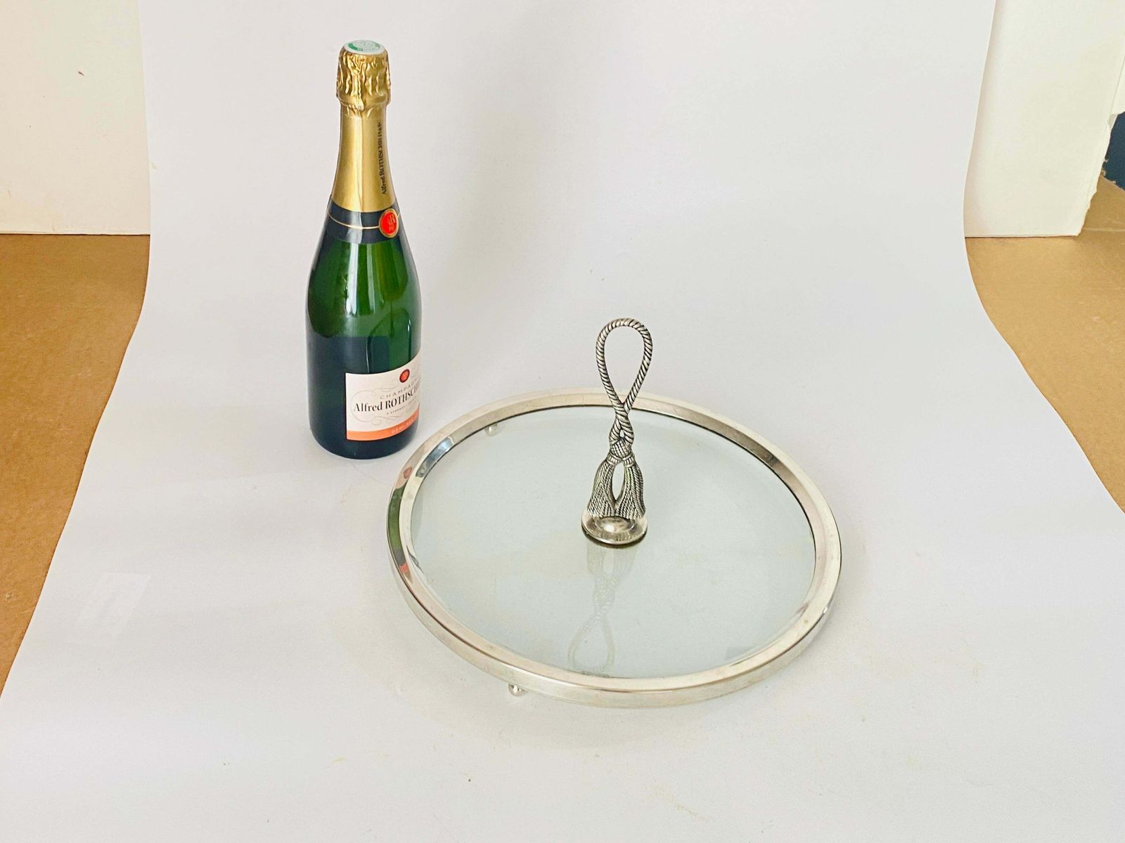 Cheese Tray In Metal And Glass, France XX Century Silver Colour photo vinterior
