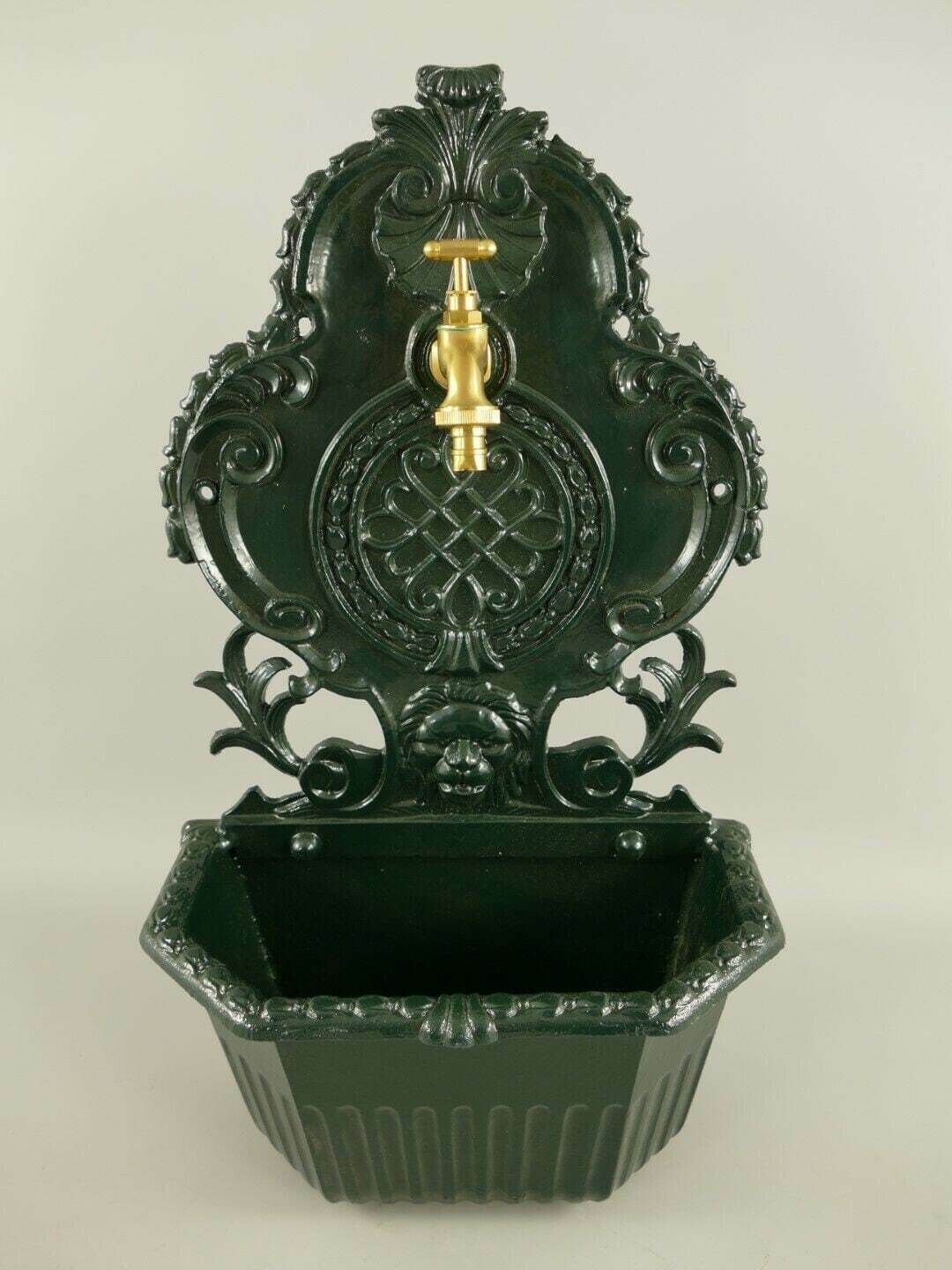 Antique Style Wall Fountain Cast Aluminum Sink Green Height 58 Cm