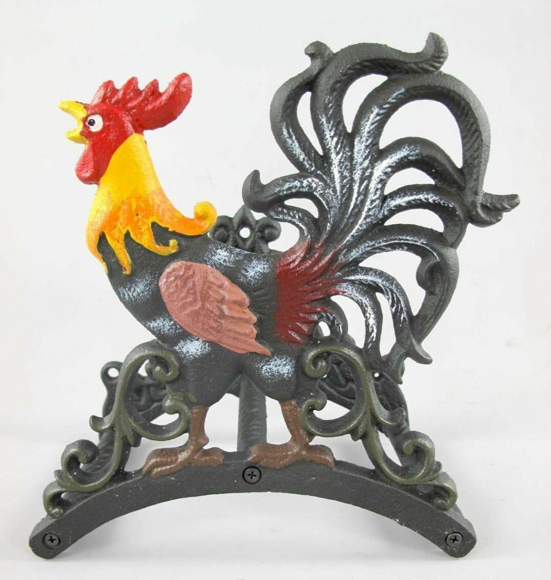 Hose Holder Hand Painted Rooster Garden Hose Holder Cast Iron Antique