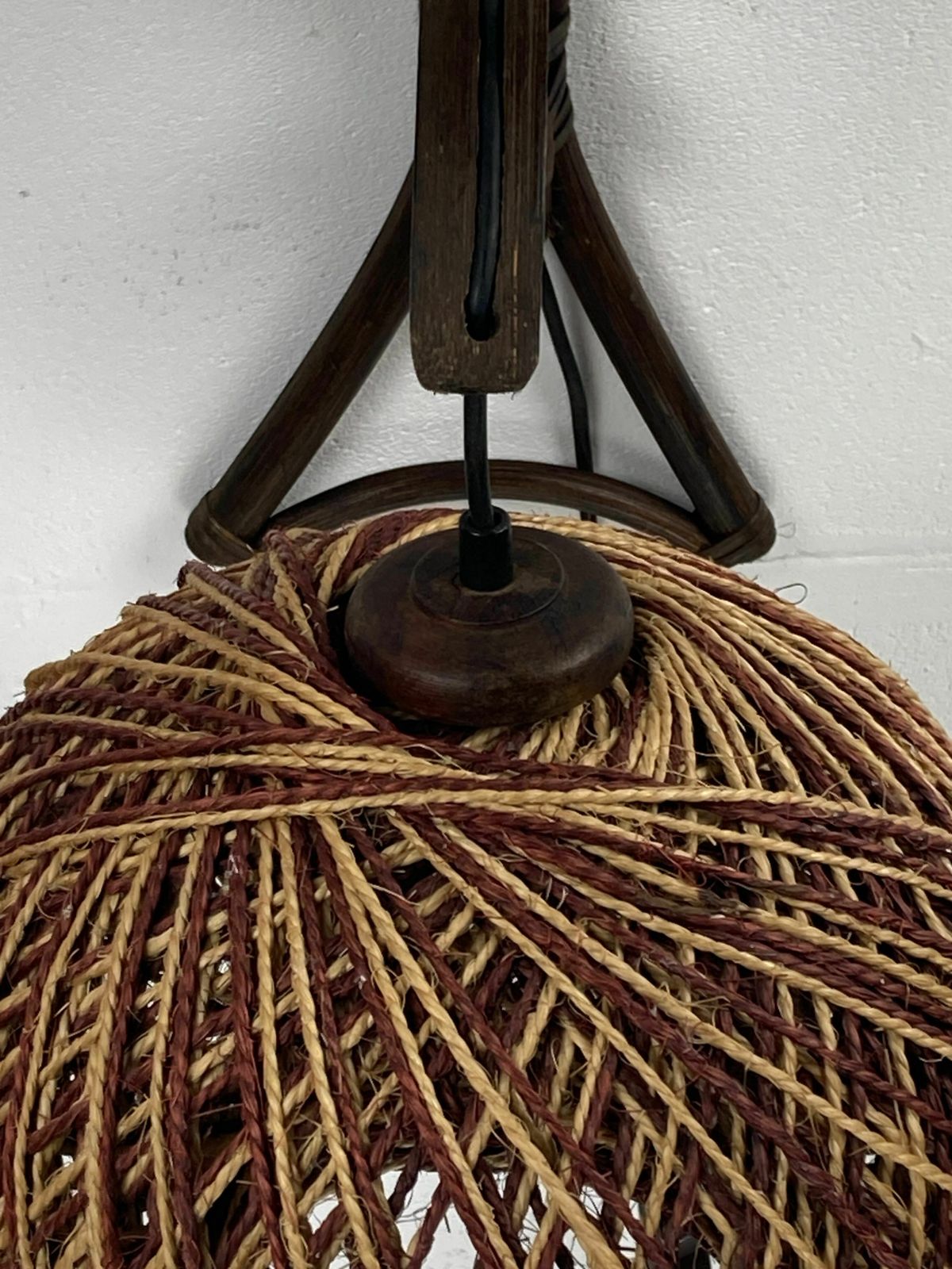 photo furniture Rattan Bamboo And Rope Sisal Wall Lamp, Dutch 1960s