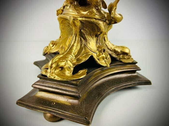 French Lady Shell Comport In Gilded Bronze   Rococo Style   Bronze, Gilded   Second Half Of The 19th Century photo vintage