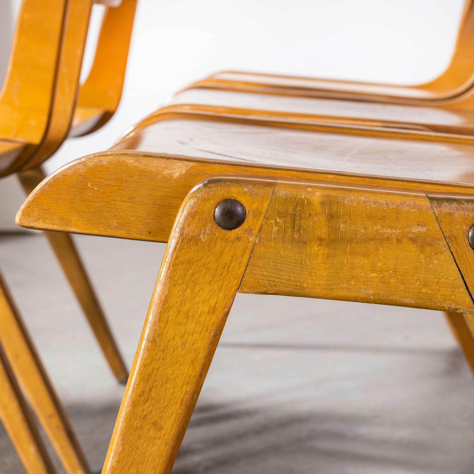 1950’s Casala Honey Beech Stacking Dining Chair – Set Of Ten photo vinterior