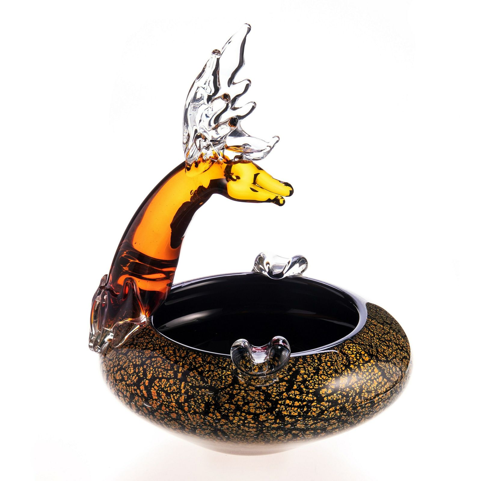 Exclusive Glass Ashtray Deer Figurine In Murano Style Made By Hand In The Style Of Venetian Murano Glass