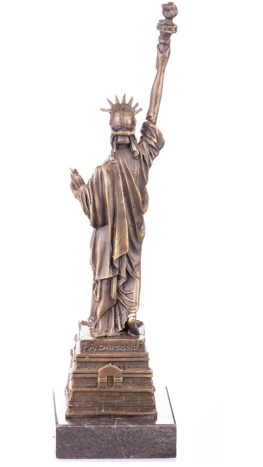 Statue Of Liberty Bronze Sculpture, Modern Bronze Statue On Marble Base, America USA Symbol New York City Icon photo furniture