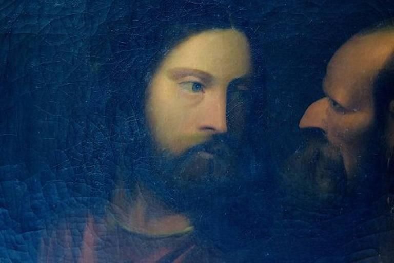 Unknown Artist, 19th Century Oil On Canvas, Biblical Motif After Titian photo for sale